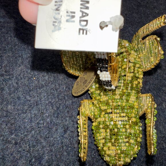 MacKENZIE CHILDS COURTLY CHECK HANDCRAFTED FROG NAPKIN RINGS NWT Beaded & Gold - Picture 3 of 14